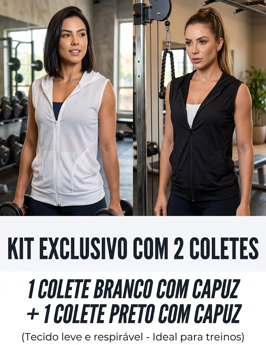 Kit com 2 Coletes Femininos Dry Fit com Capuz — Leveza, Movimento e Estilo para Acompanhar Seu Ritmo🏃‍♀️
