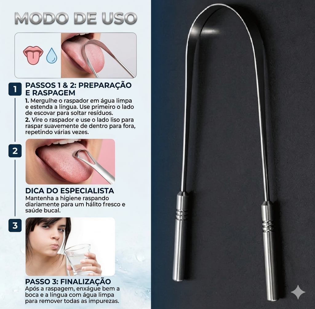 Ritual Purificador: Raspador de Língua em Inox Premium 🌿✨