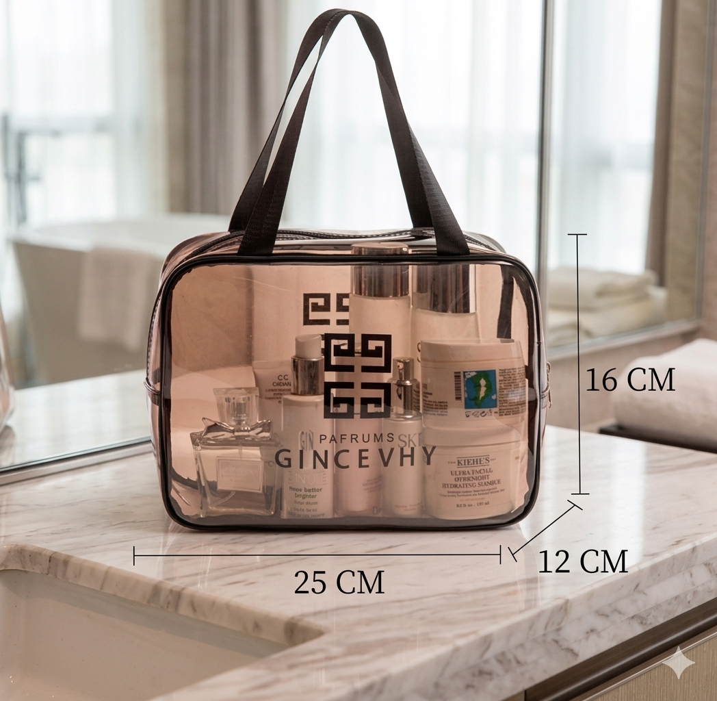 Necessaire Crystal Premium: Organização Transparente & Estilo ✈️✨