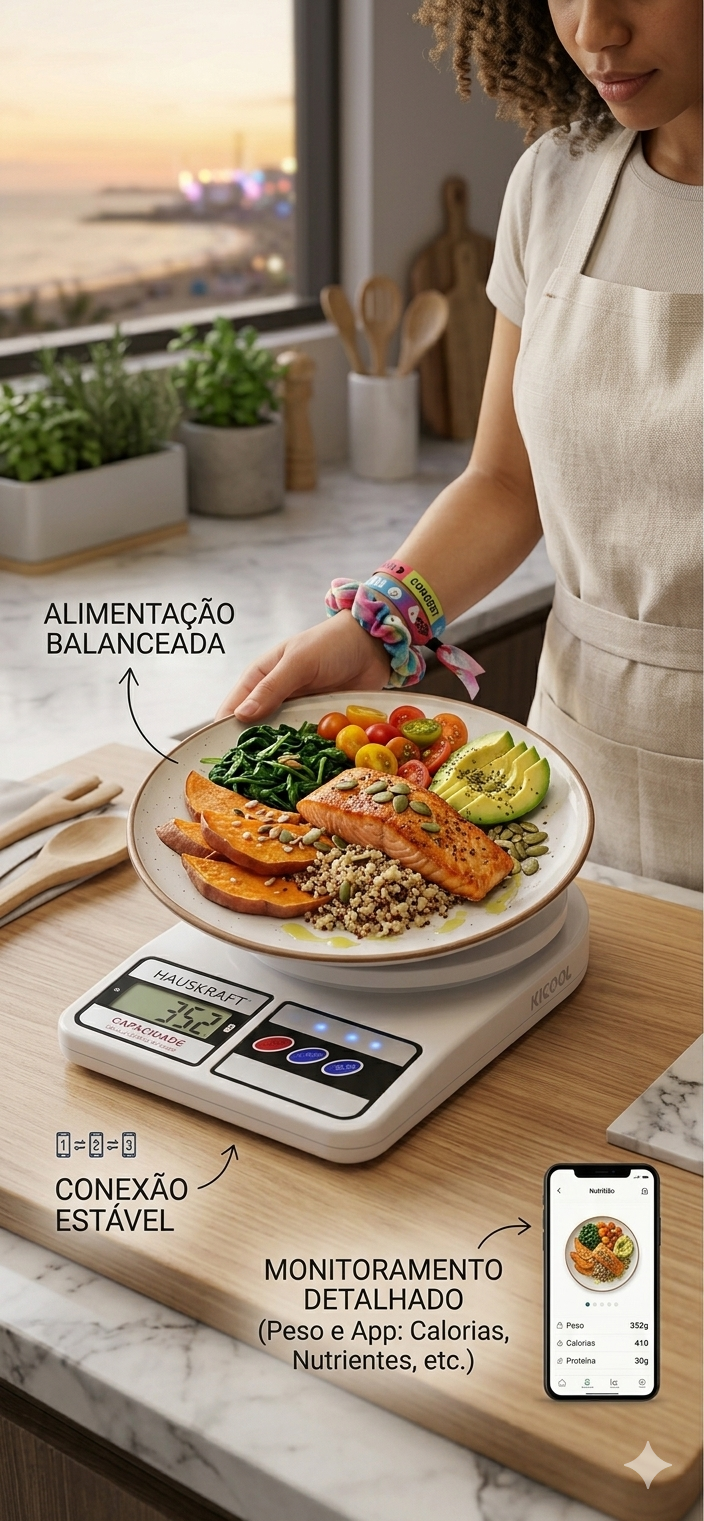 Kit Balança de Bioimpedância + Balança de Cozinha Digital — Precisão Total para sua Dieta e Evolução Diária⚖️🥗