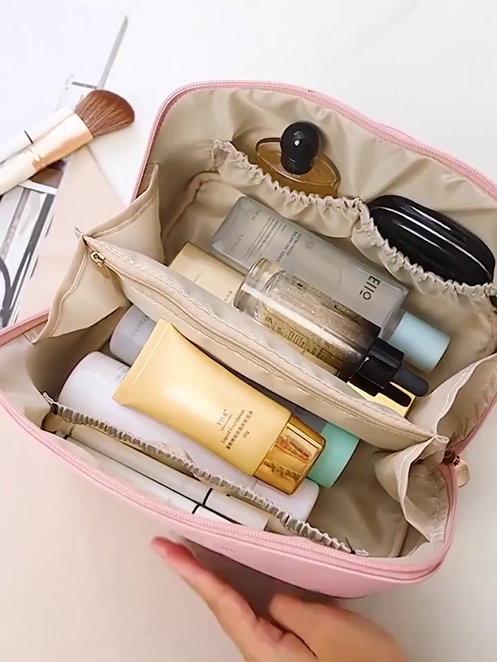 Necessaire Organizador Cosmético Maquiagem Feminino Para Viagem Em Alta Qualidade De Couro PU