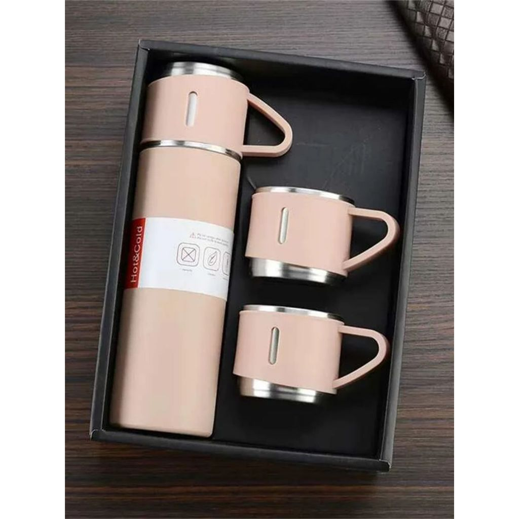 Garrafa Executive Flow: Kit Térmico Inox 304 & 3 Xícaras de Partilha ☕💼