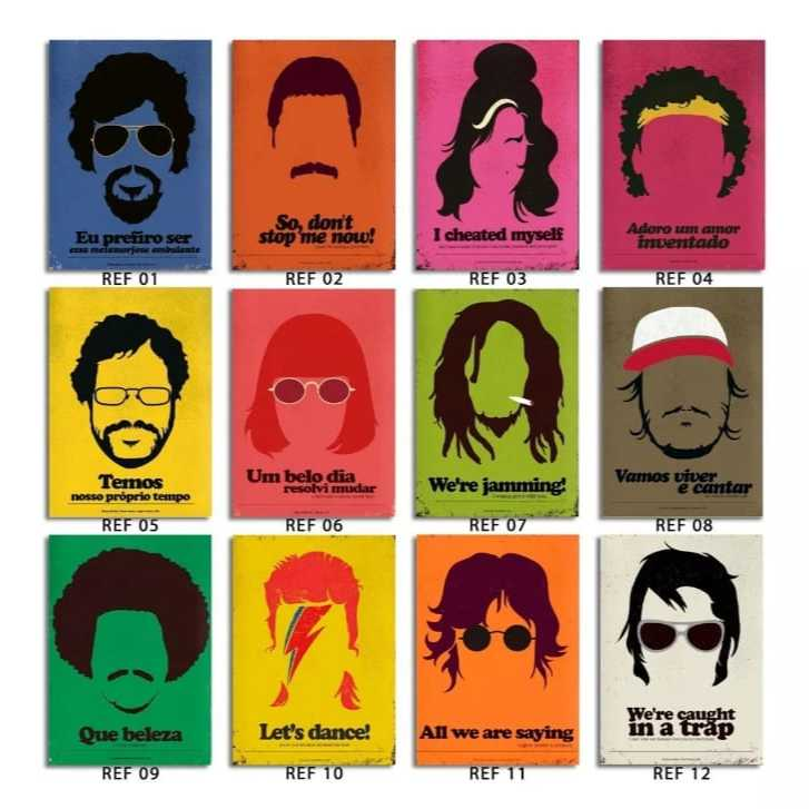 Kit 10 Quadros Decorativos Frases MPB Rock Nacional