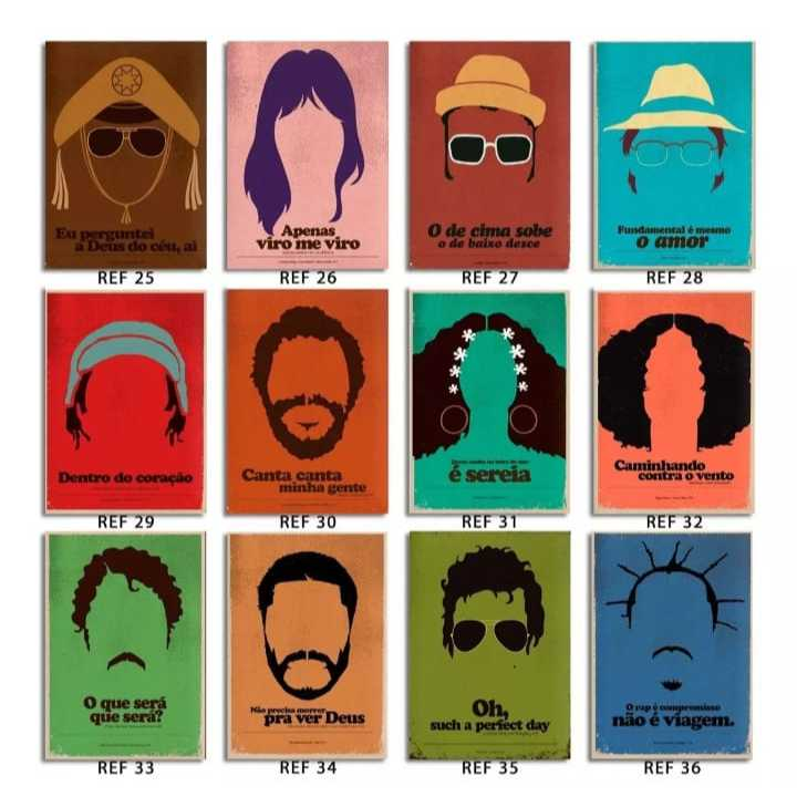 Kit 10 Quadros Decorativos Frases MPB Rock Nacional