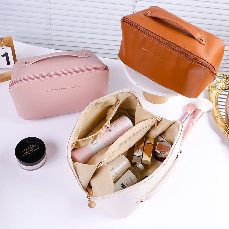 Necessaire Organizador Cosmético Maquiagem Feminino Para Viagem Em Alta Qualidade De Couro PU
