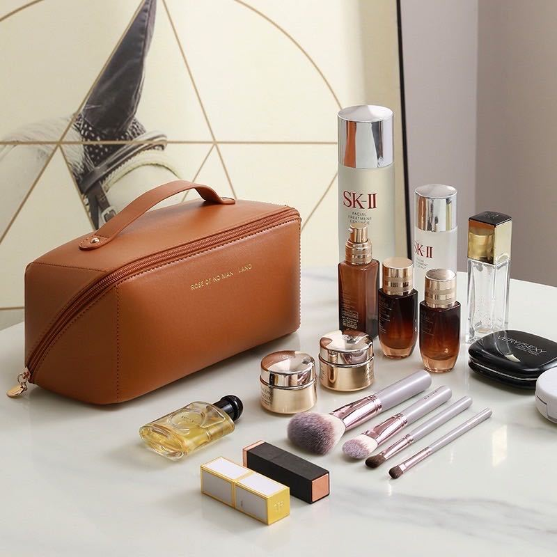 Necessaire Organizador Cosmético Maquiagem Feminino Para Viagem Em Alta Qualidade De Couro PU