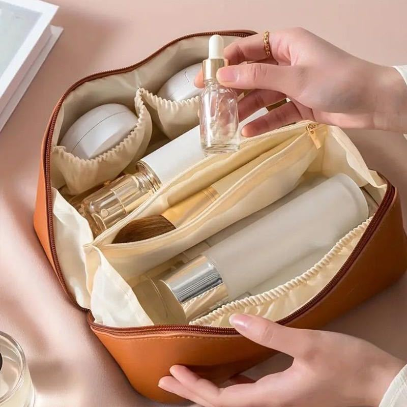 Necessaire Organizador Cosmético Maquiagem Feminino Para Viagem Em Alta Qualidade De Couro PU