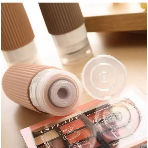 Kit 4 Frasco De Cosmetico 90ml Silicone Para Viagem bolsa com kit