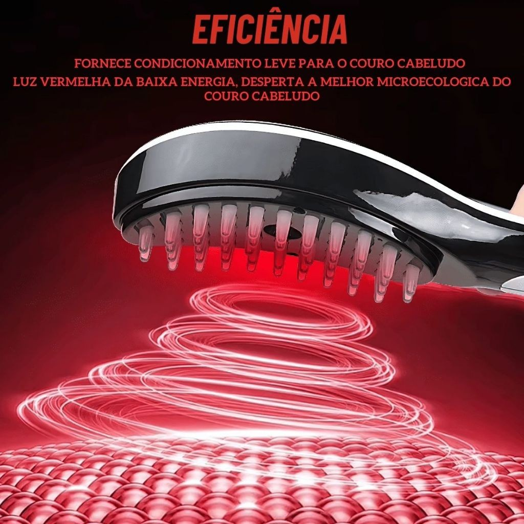 Escova Massageadora com Laser 4 em 1 – Tratamento Capilar e Antiqueda