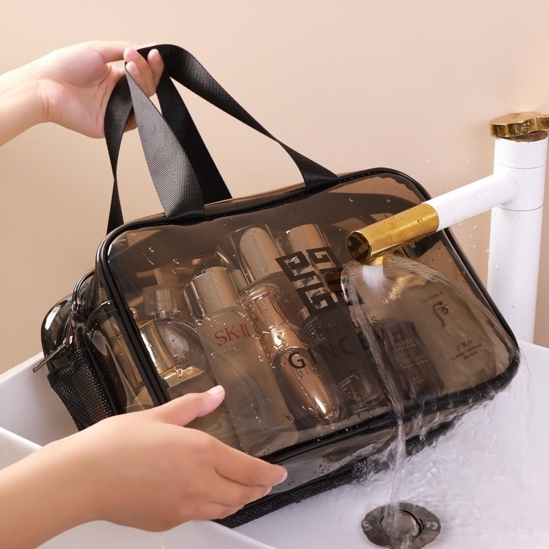 Bolsa De PVC Transparente Para Cosméticos Impermeável Portátil De Média Capacidade Viagem